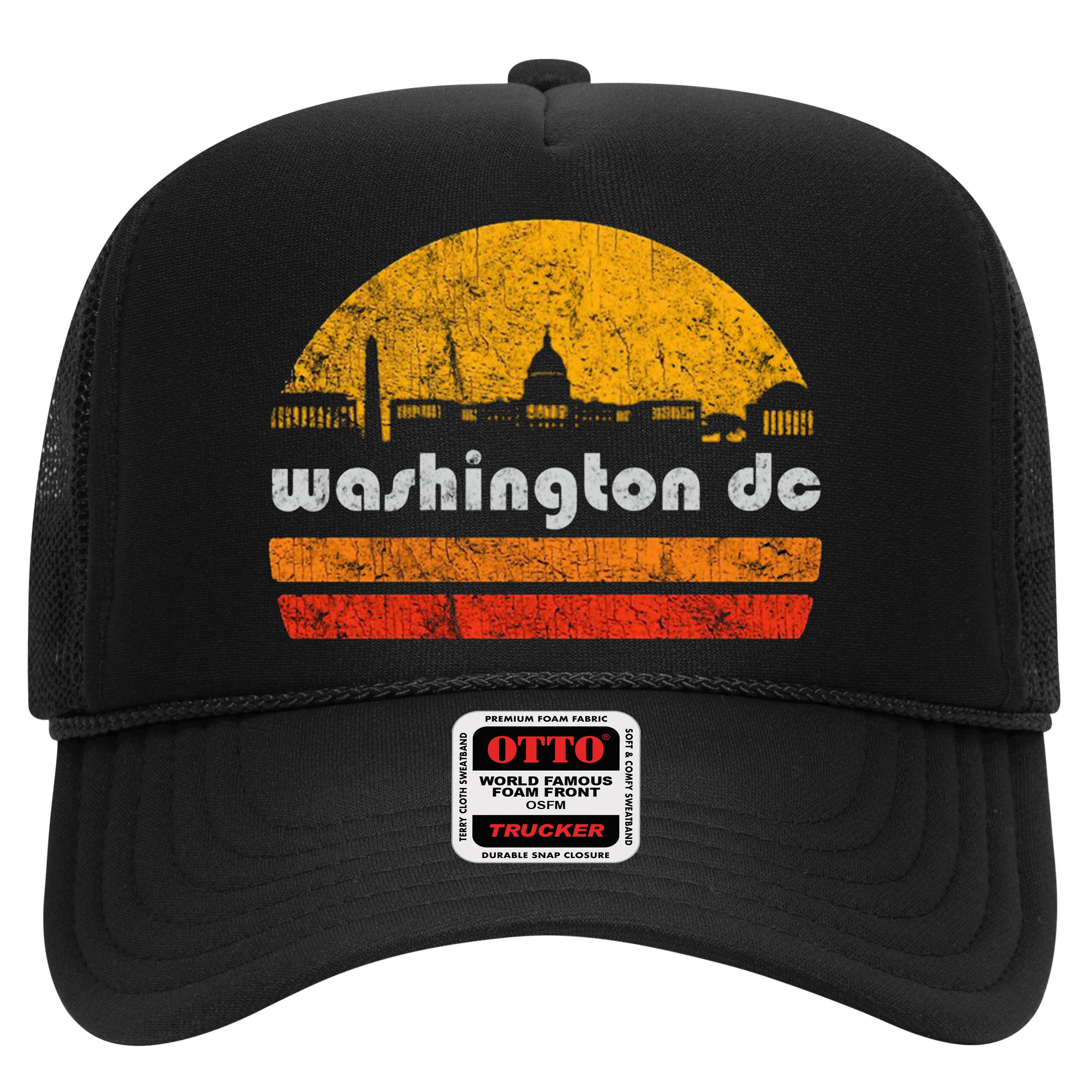 Vintage Washington DC City Skyline Retro Sunset Weathered Hat