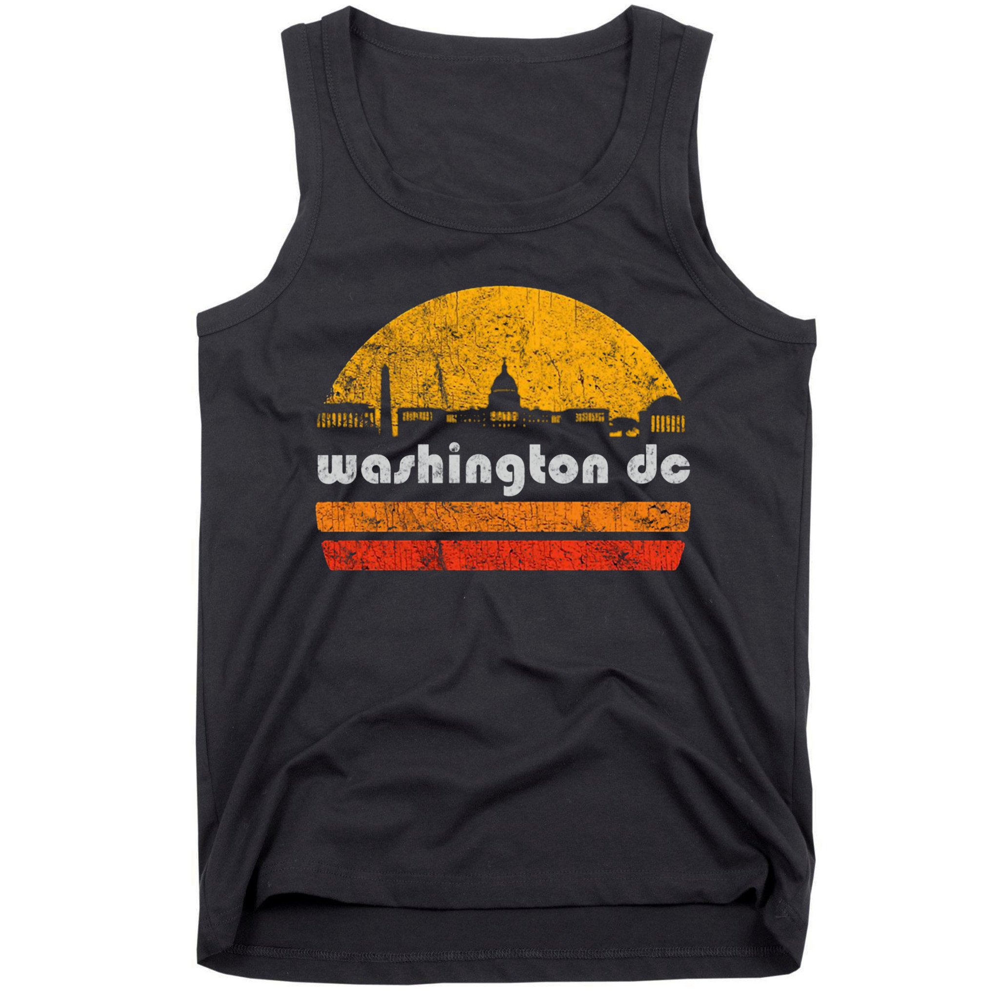 Vintage Washington DC City Skyline Retro Sunset Weathered Tank Top