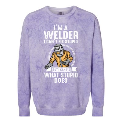 Vintage Welder Design Funny Welder Meme Welding Funny Gift Colorblast Crewneck Sweatshirt