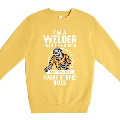 Vintage Welder Design Funny Welder Meme Welding Funny Gift Premium Crewneck Sweatshirt