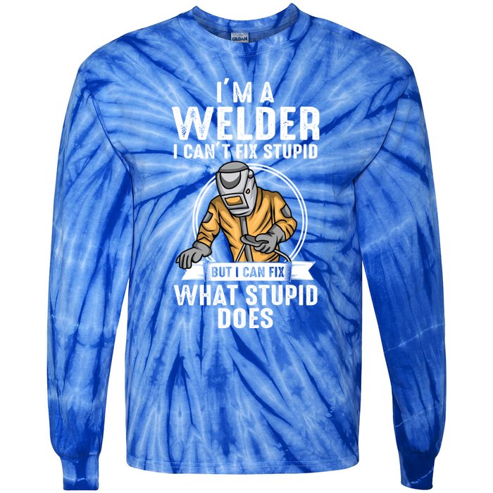 Vintage Welder Design Funny Welder Meme Welding Funny Gift Tie-Dye Long Sleeve Shirt