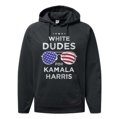 Vintage White Dudes For Kamala Harris Performance Fleece Hoodie