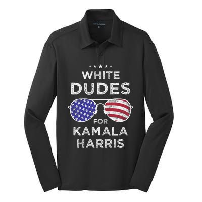 Vintage White Dudes For Kamala Harris Silk Touch Performance Long Sleeve Polo