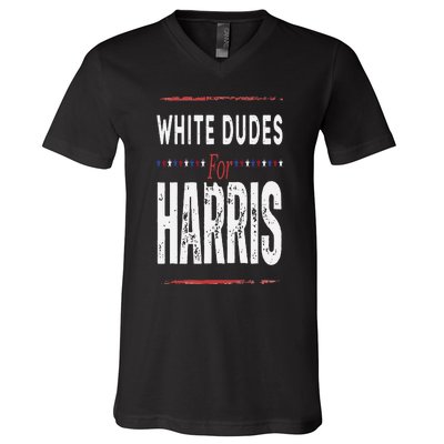 Vintage White Dudes For Kamala Harris V-Neck T-Shirt