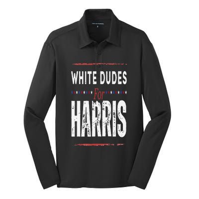 Vintage White Dudes For Kamala Harris Silk Touch Performance Long Sleeve Polo