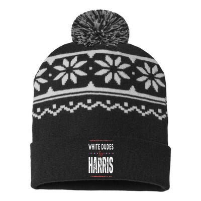 Vintage White Dudes For Kamala Harris USA-Made Snowflake Beanie