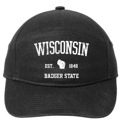 Vintage Wisconsin Est 1849 Badger State 7-Panel Snapback Hat