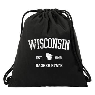 Vintage Wisconsin Est 1849 Badger State Drawstring Bag