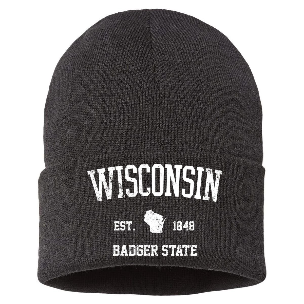 Vintage Wisconsin Est 1849 Badger State Sustainable Knit Beanie