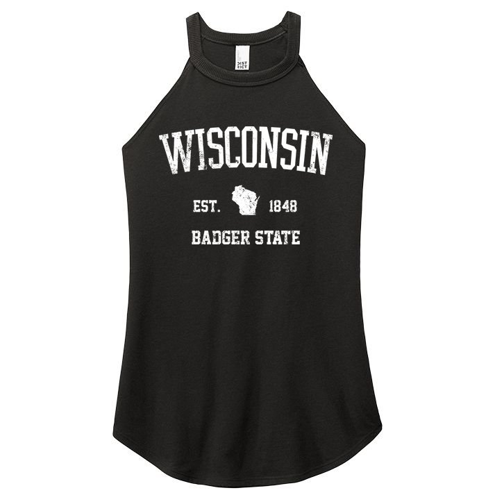 Vintage Wisconsin Est 1849 Badger State Women's Perfect Tri Rocker Tank