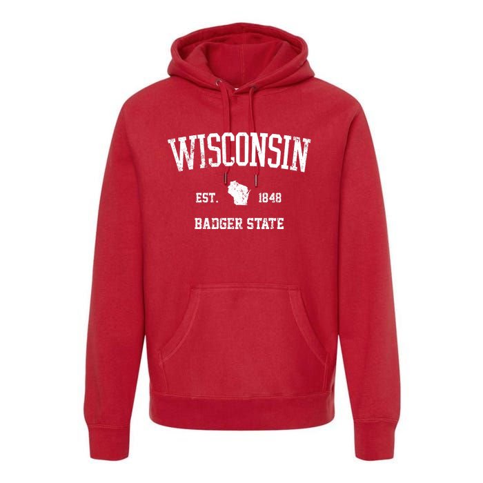 Vintage Wisconsin Est 1849 Badger State Premium Hoodie