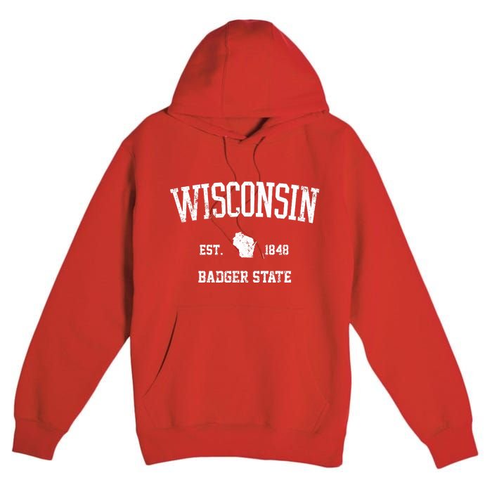 Vintage Wisconsin Est 1849 Badger State Premium Pullover Hoodie