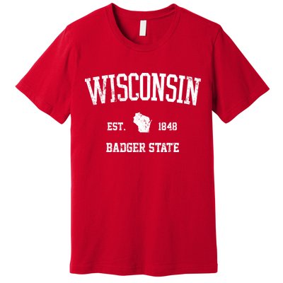Vintage Wisconsin Est 1849 Badger State Premium T-Shirt