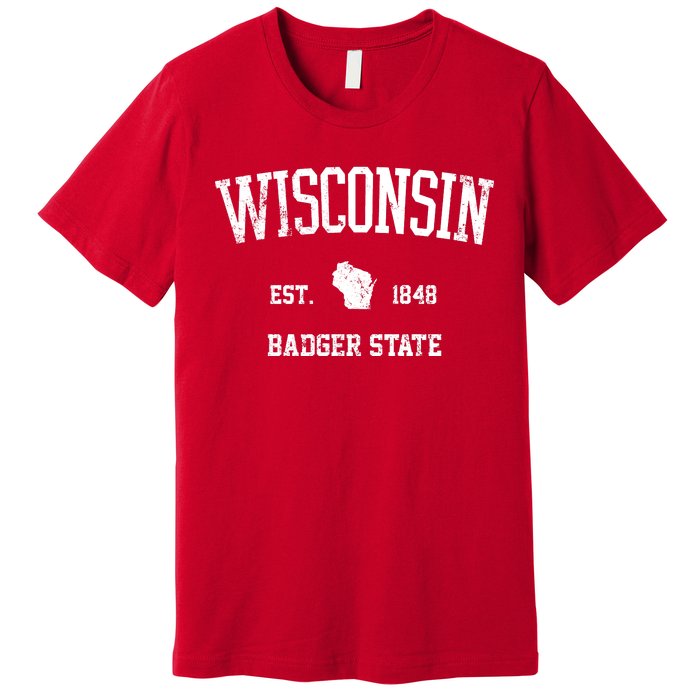 Vintage Wisconsin Est 1849 Badger State Premium T-Shirt