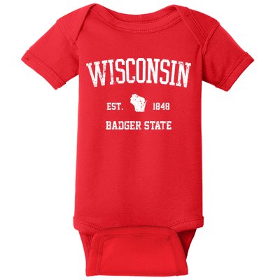 Vintage Wisconsin Est 1849 Badger State Baby Bodysuit