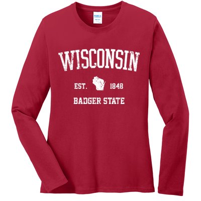Vintage Wisconsin Est 1849 Badger State Ladies Long Sleeve Shirt
