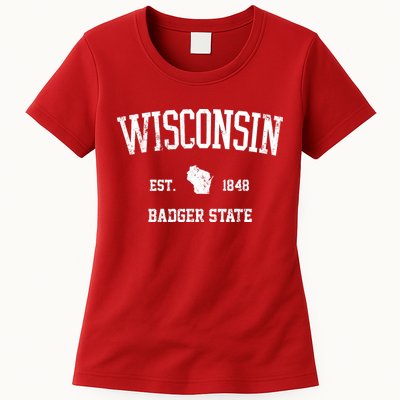 Vintage Wisconsin Est 1849 Badger State Womens T-Shirt