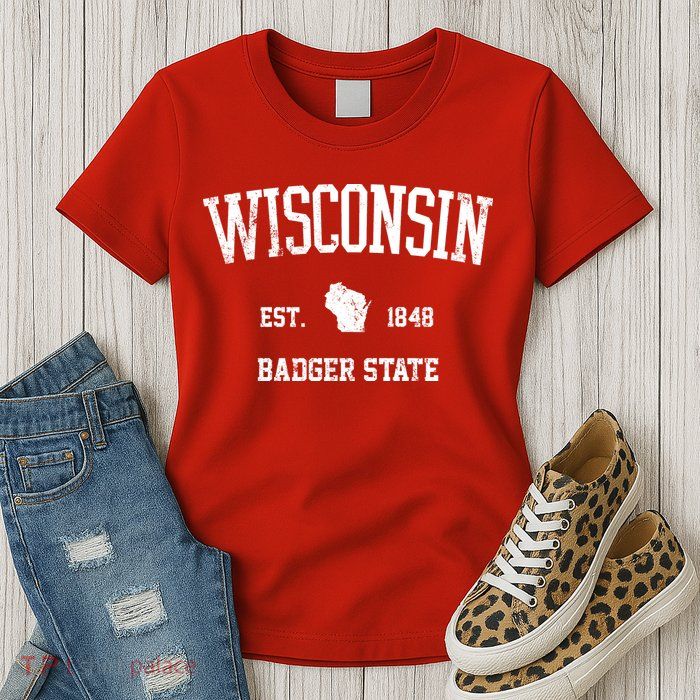 Vintage Wisconsin Est 1849 Badger State Womens T-Shirt