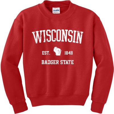 Vintage Wisconsin Est 1849 Badger State Kids Sweatshirt