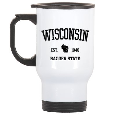 Vintage Wisconsin Est 1849 Badger State Stainless Steel Travel Mug