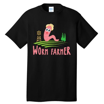 vintage Worm Farmer Funny Vermiculture Gardening Tall T-Shirt