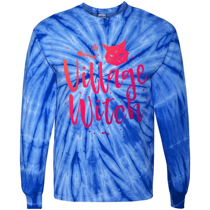 Village Witch Funny Halloween Witch Spell Outfit Costume Gift Tie-Dye Long Sleeve Shirt