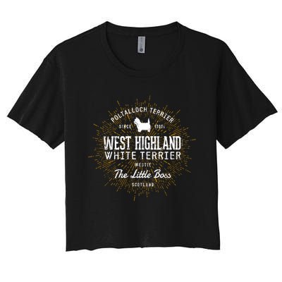 Vintage Westie For Dog Lovers West Highland White Terrier Sweatshirt Women's Crop Top Tee