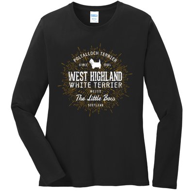 Vintage Westie For Dog Lovers West Highland White Terrier Sweatshirt Ladies Long Sleeve Shirt