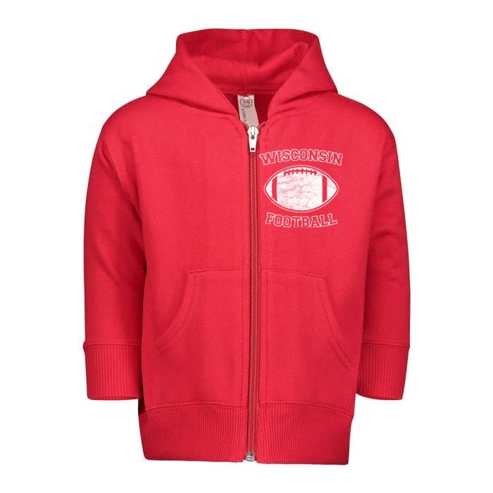 Vintage Wisconsin Football Toddler Zip Fleece Hoodie