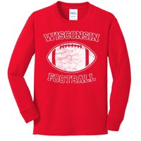 Vintage Wisconsin Football Kids Long Sleeve Shirt