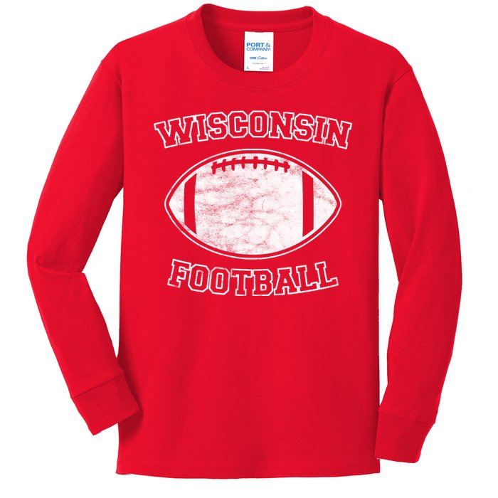 Vintage Wisconsin Football Kids Long Sleeve Shirt