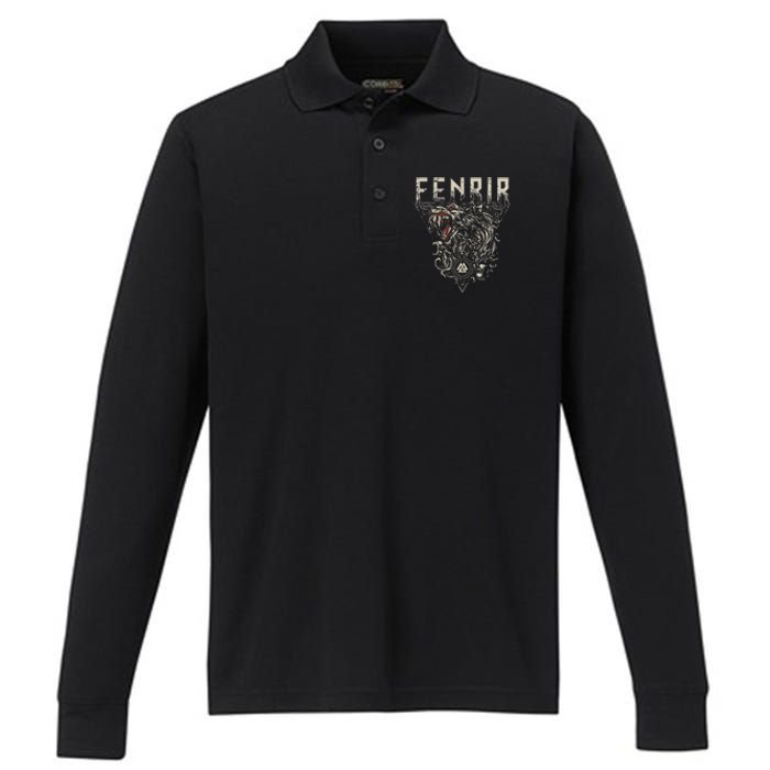 Viking Wolf Fenrir Norse Scandinavian Pagan Mythology Performance Long Sleeve Polo