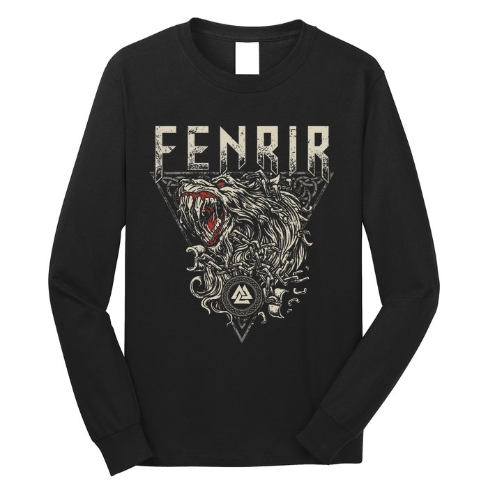 Viking Wolf Fenrir Norse Scandinavian Pagan Mythology Long Sleeve Shirt