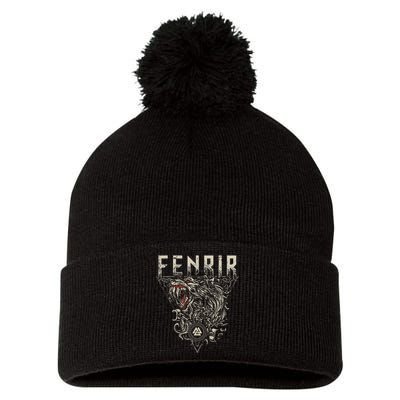 Viking Wolf Fenrir Norse Scandinavian Pagan Mythology Pom Pom 12in Knit Beanie