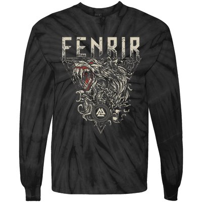 Viking Wolf Fenrir Norse Scandinavian Pagan Mythology Tie-Dye Long Sleeve Shirt