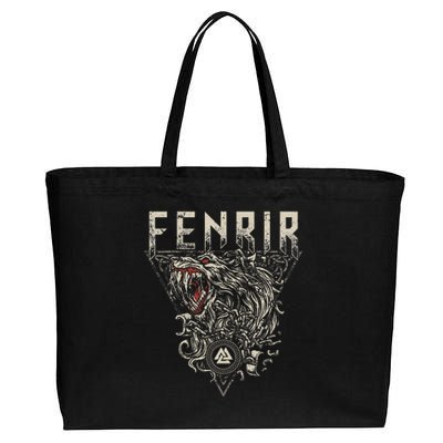 Viking Wolf Fenrir Norse Scandinavian Pagan Mythology Cotton Canvas Jumbo Tote