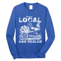 Vintage Western Funny Farm Chicken Support Local Egg Dealer Gift Long Sleeve Shirt