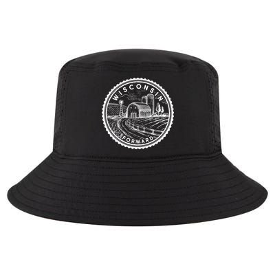 Vintage Wisconsin Forward Farmland Emblem Seal Cool Comfort Performance Bucket Hat