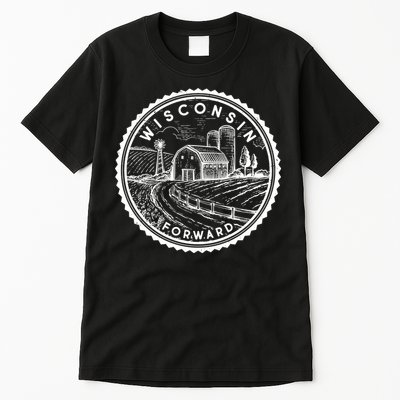 Vintage Wisconsin Forward Farmland Emblem Seal Tall T-Shirt
