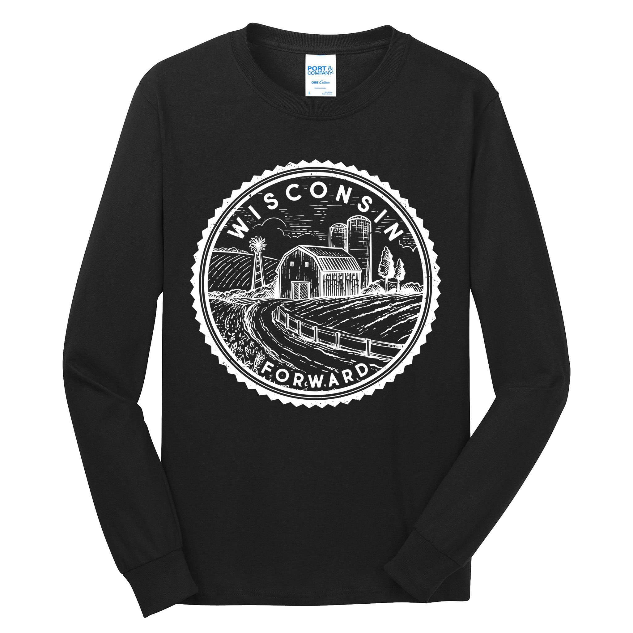 Vintage Wisconsin Forward Farmland Emblem Seal Tall Long Sleeve T-Shirt