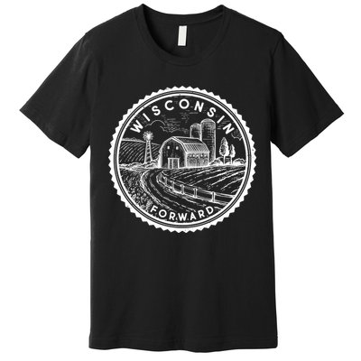 Vintage Wisconsin Forward Farmland Emblem Seal Premium T-Shirt