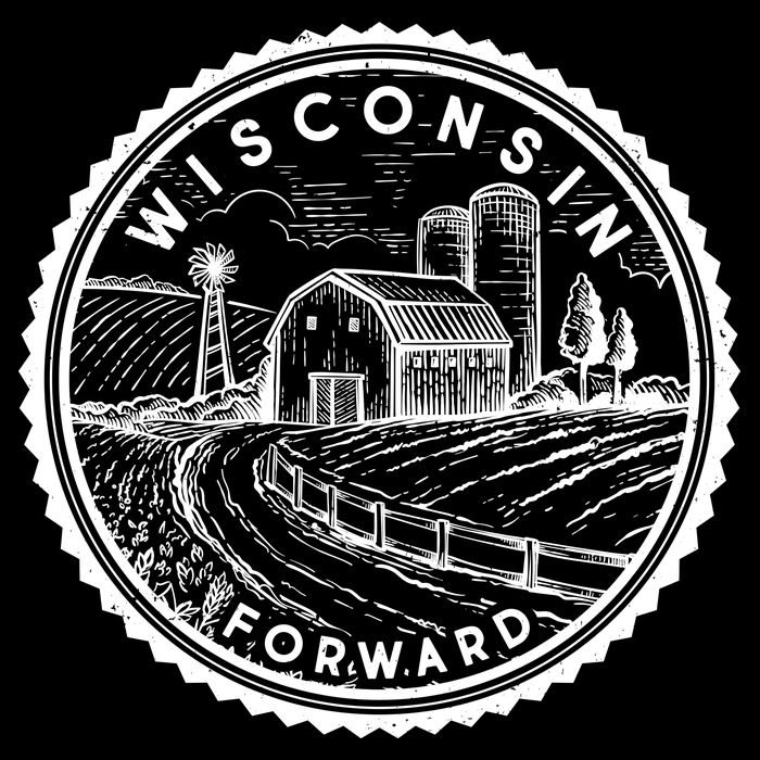 Vintage Wisconsin Forward Farmland Emblem Seal Tie-Dye T-Shirt