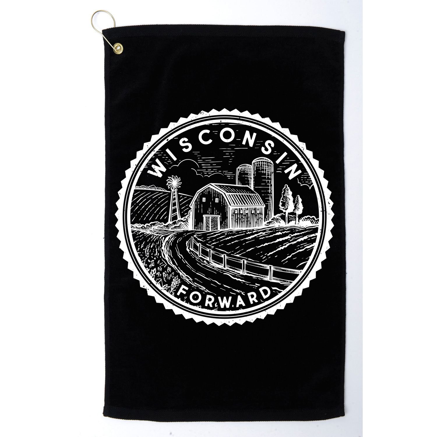 Vintage Wisconsin Forward Farmland Emblem Seal Golf Towel