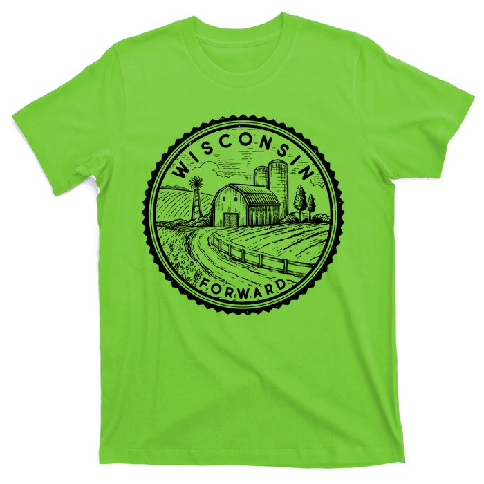 Vintage Wisconsin Forward Farmland Emblem Seal T-Shirt