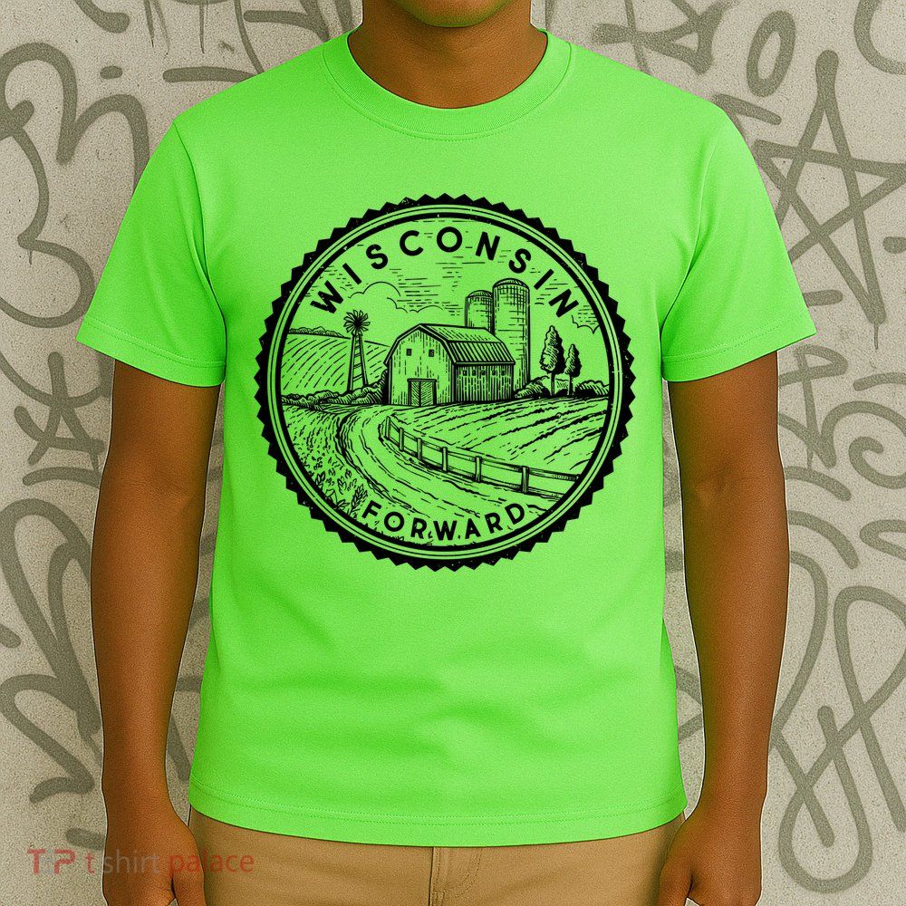 Vintage Wisconsin Forward Farmland Emblem Seal T-Shirt