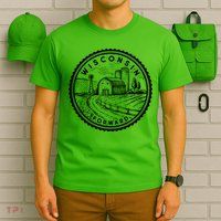 Vintage Wisconsin Forward Farmland Emblem Seal T-Shirt