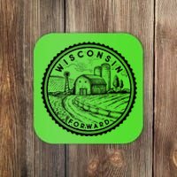 Vintage Wisconsin Forward Farmland Emblem Seal Coaster