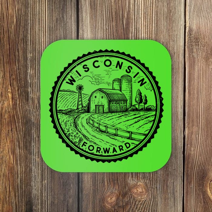 Vintage Wisconsin Forward Farmland Emblem Seal Coaster