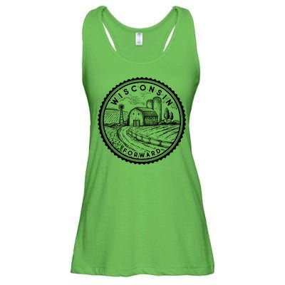 Vintage Wisconsin Forward Farmland Emblem Seal Ladies Essential Flowy Tank