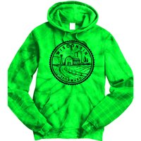 Vintage Wisconsin Forward Farmland Emblem Seal Tie Dye Hoodie